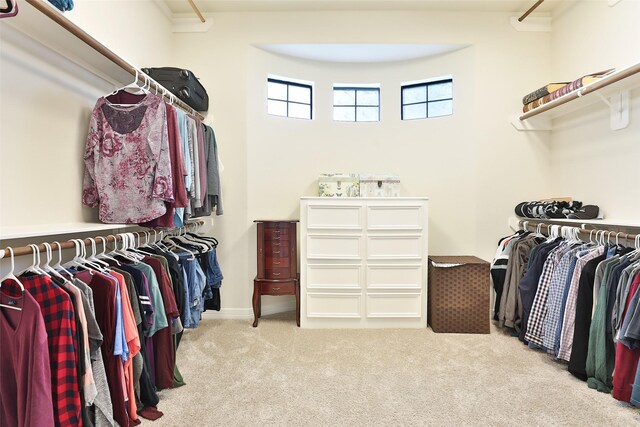 spacious closet featuring light carpet