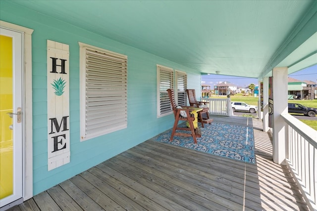 wooden deck with covered porch