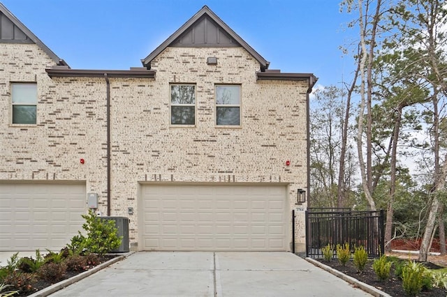 exterior space with a garage