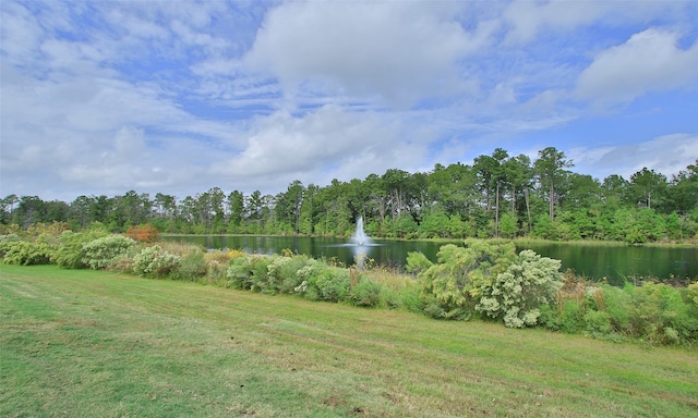 view of yard with a water view