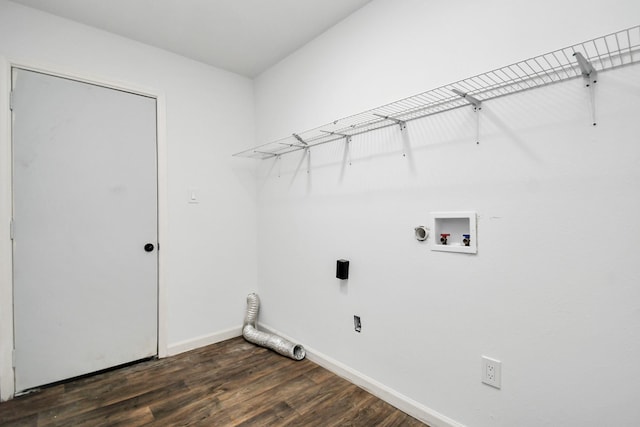 laundry area featuring hookup for a washing machine, dark hardwood / wood-style flooring, and hookup for an electric dryer