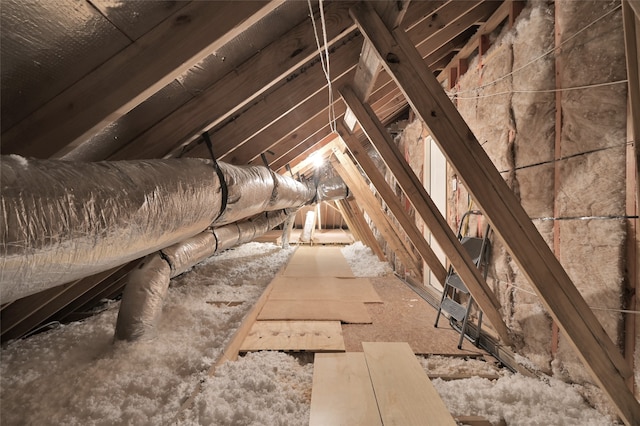 view of unfinished attic