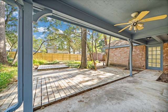 view of patio featuring a wooden deck and ceiling fan