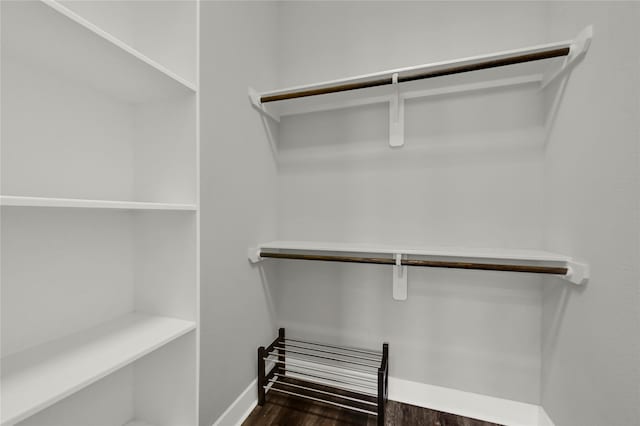 walk in closet featuring wood-type flooring