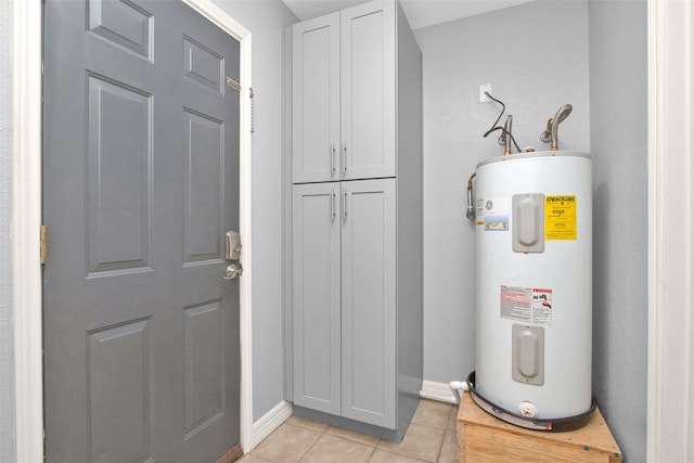 utility room featuring electric water heater