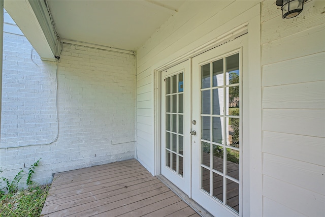 balcony featuring french doors