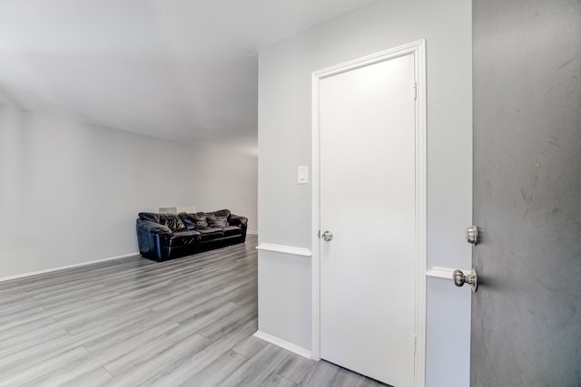 interior space with light hardwood / wood-style flooring