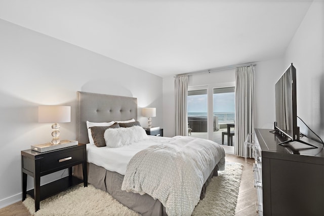 bedroom with light hardwood / wood-style flooring