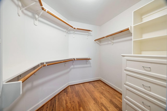 walk in closet with light wood-type flooring