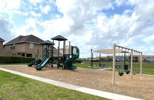 view of jungle gym with a yard