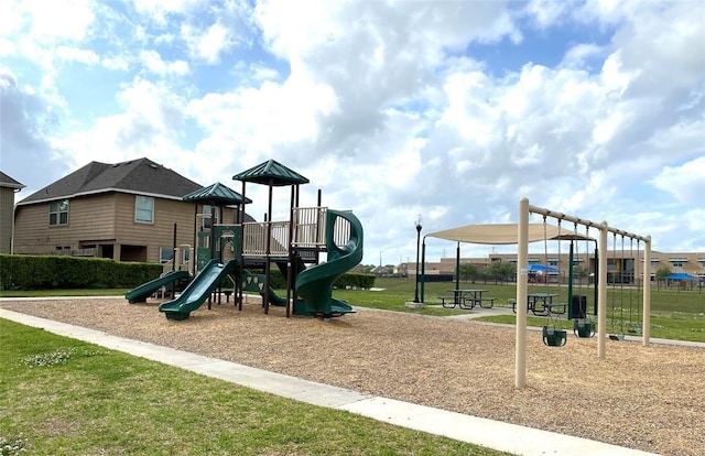 view of play area with a yard