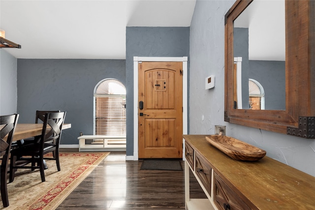 foyer featuring dark hardwood / wood-style floors