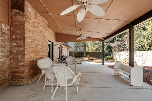 view of patio / terrace featuring ceiling fan