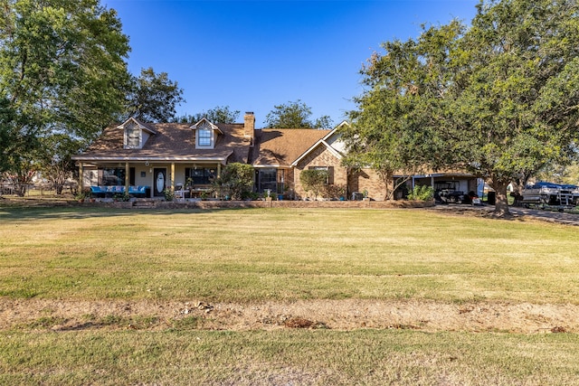 cape cod house with a front lawn