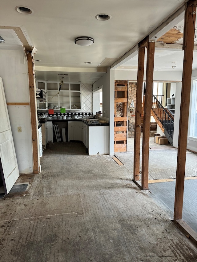 kitchen featuring white cabinetry