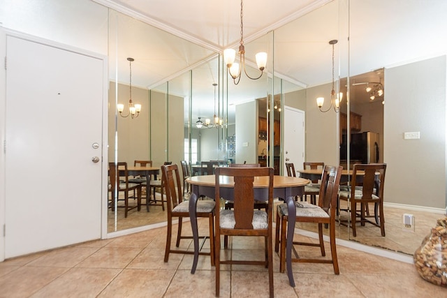 dining space with light tile patterned flooring