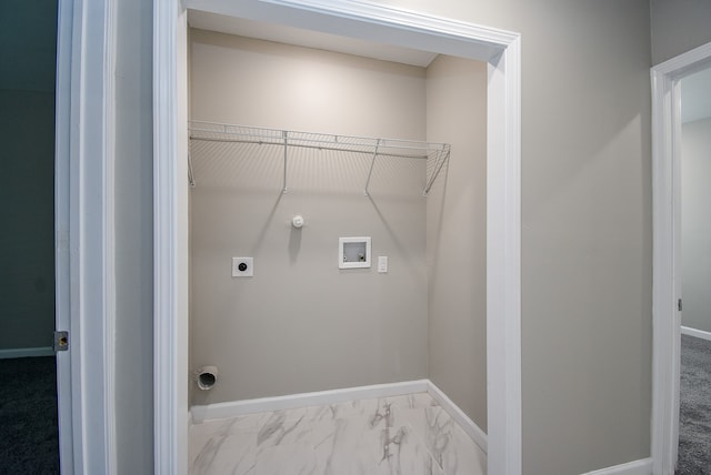 washroom featuring gas dryer hookup, washer hookup, and hookup for an electric dryer