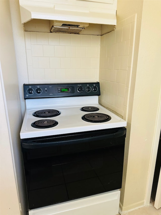 kitchen with white electric range oven