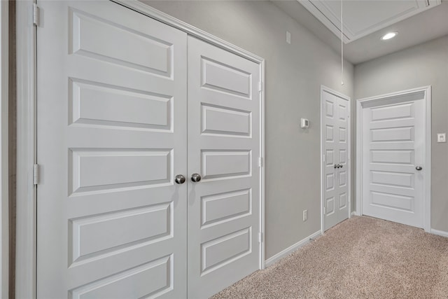 hallway featuring carpet floors