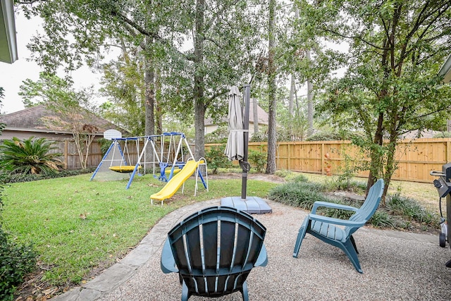 view of yard featuring a playground