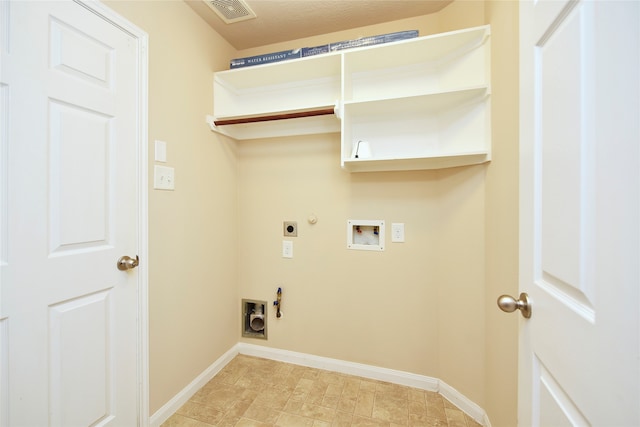 washroom with hookup for a gas dryer, hookup for an electric dryer, and washer hookup