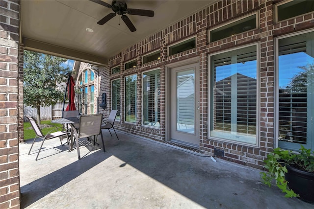 view of patio / terrace with ceiling fan