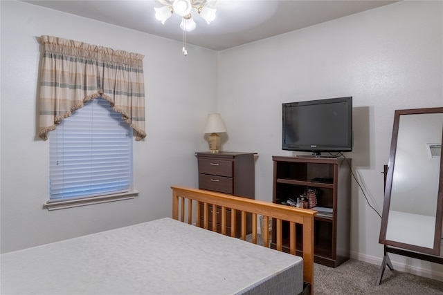 bedroom featuring carpet and ceiling fan