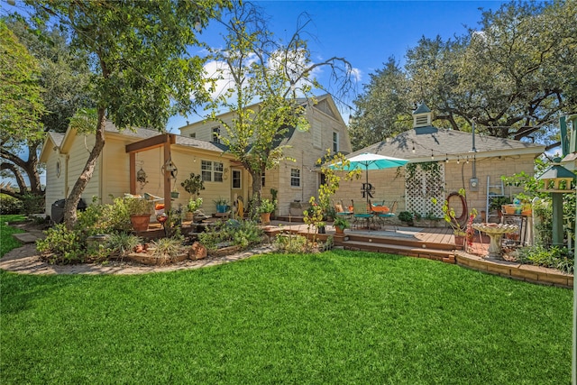 view of yard featuring a deck