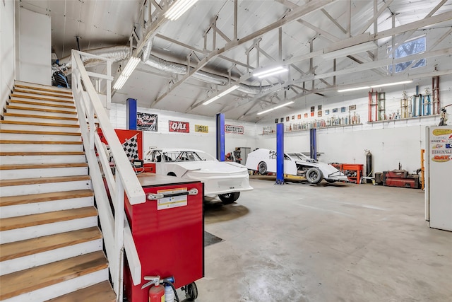 garage featuring white refrigerator