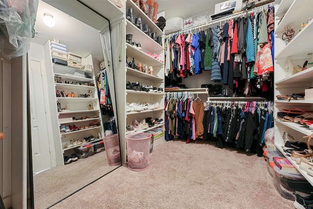 walk in closet featuring carpet