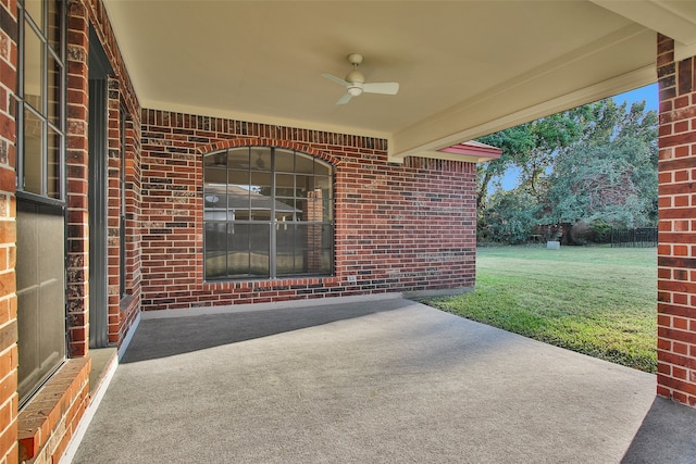 view of patio with ceiling fan