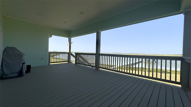 deck with a water view