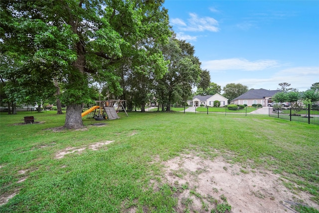 view of yard with a playground