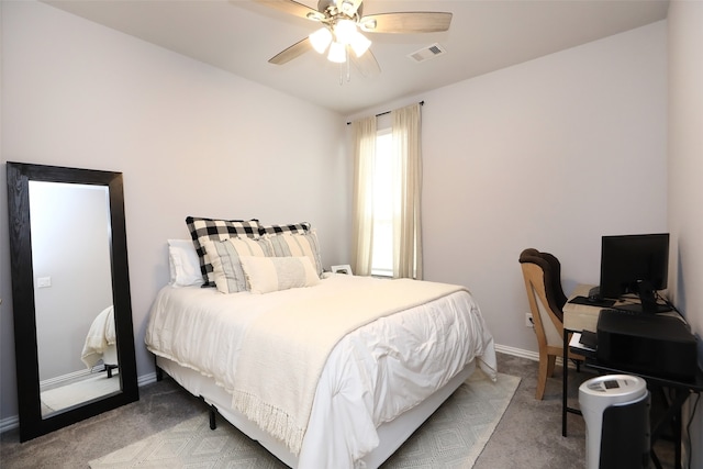 bedroom with carpet and ceiling fan