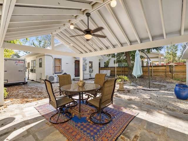 view of patio / terrace with ac unit and ceiling fan