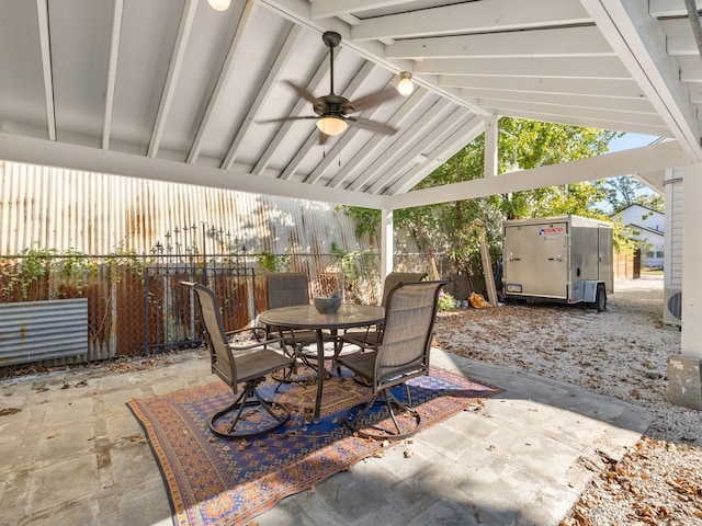 view of patio / terrace featuring ceiling fan