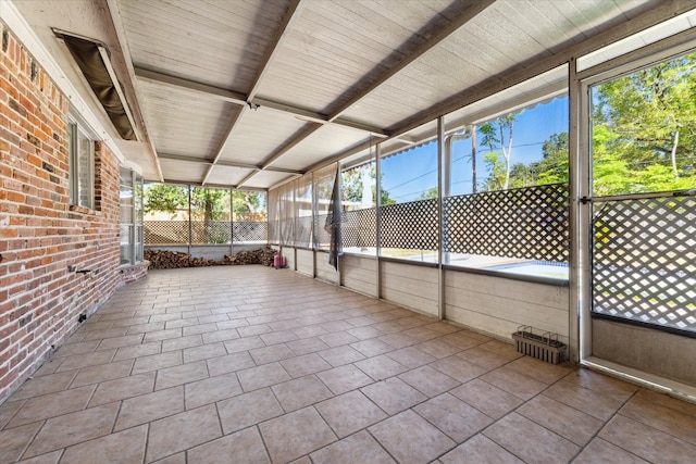 view of unfurnished sunroom