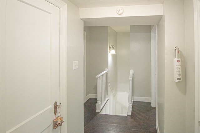 corridor featuring dark hardwood / wood-style floors