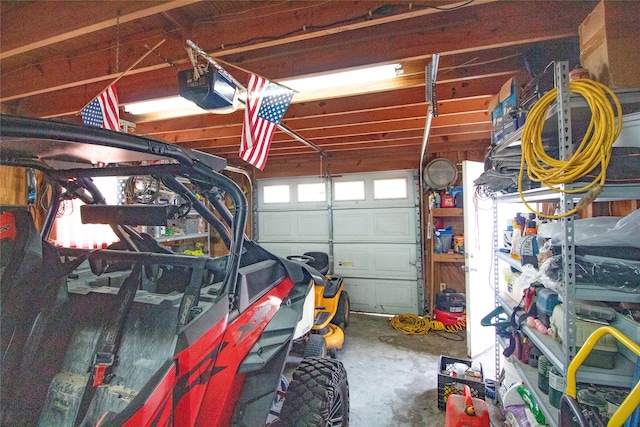 garage with a garage door opener