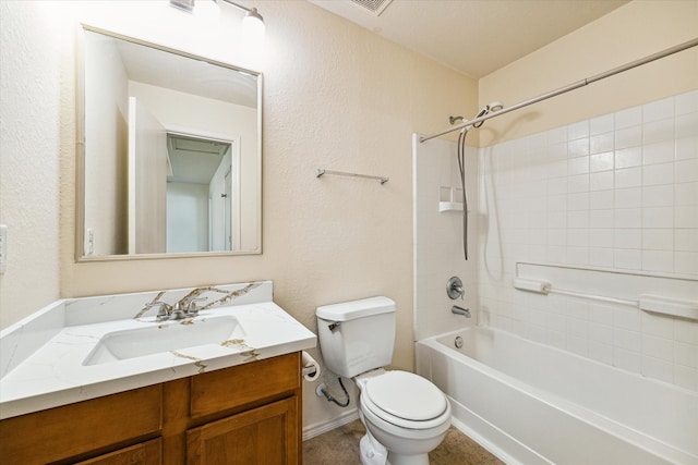 full bathroom with vanity, shower / bathing tub combination, and toilet