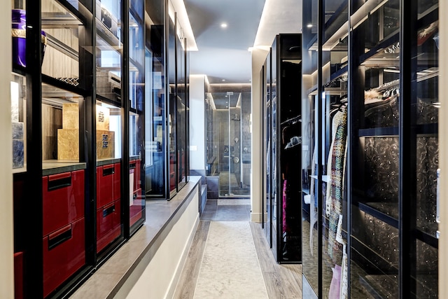 walk in closet featuring wood-type flooring