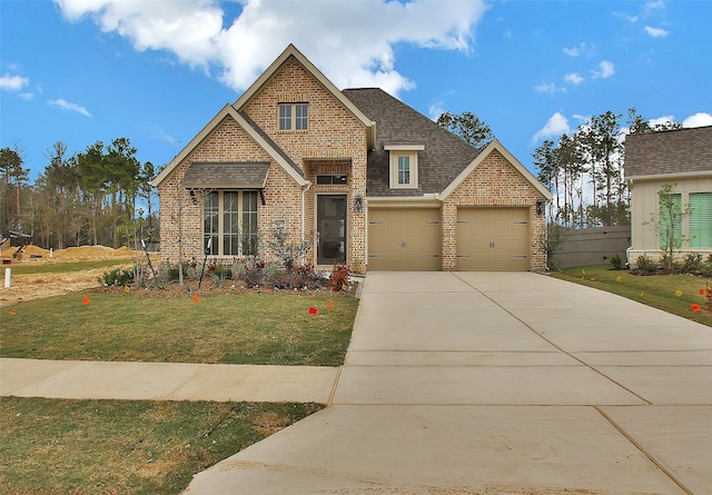 view of front of property featuring a front lawn