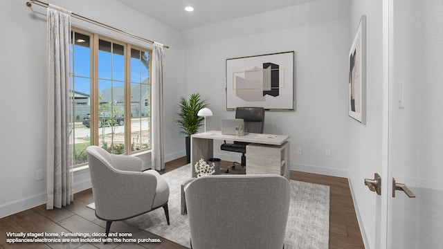 office area featuring hardwood / wood-style floors