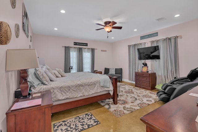 bedroom featuring ceiling fan