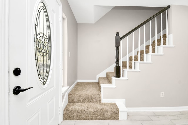 view of tiled foyer entrance