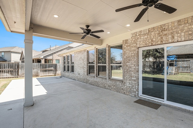 view of patio with ceiling fan