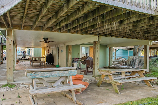 view of patio with ceiling fan