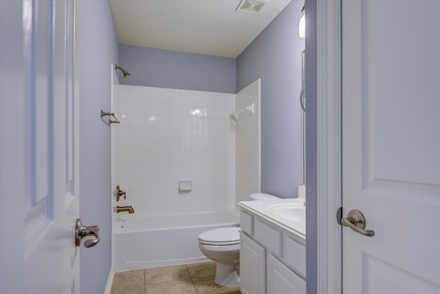 17519 Bighorn River Ln, Humble, TX 77346 - bathroom featuring tile patterned flooring, vanity, toilet, tub / shower combination, and visible vents