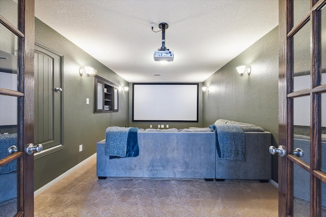 view of carpeted home theater room