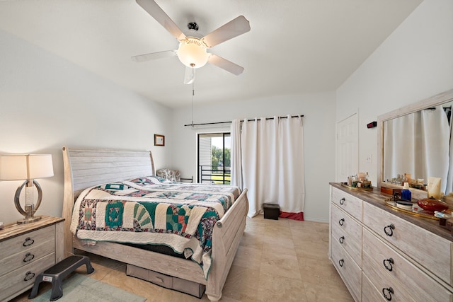 bedroom featuring ceiling fan